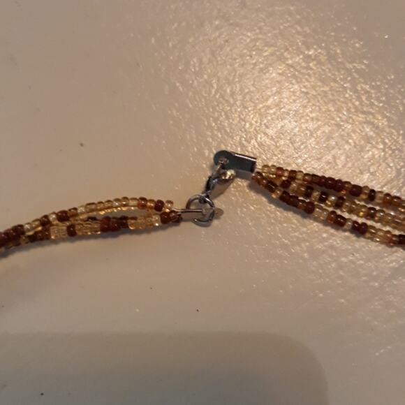 Hand Crafted Beaded Charm Necklace Triple Strand - Picture 12 of 12